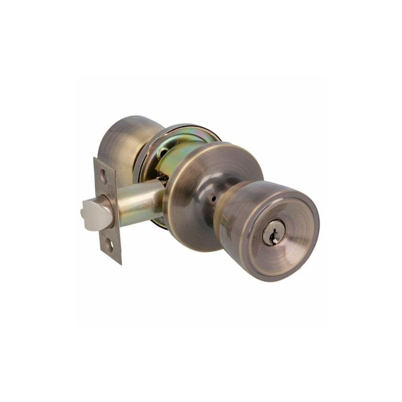 Gałka z zamkiem do drzwi wejściowych mod.600 złoto antyczne