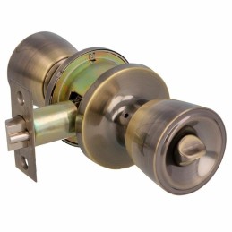 Gałka z zamkiem do drzwi wejściowych mod.600 złoto antyczne