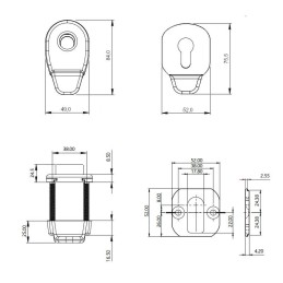 Szyld antywłamaniowy na wkładkę pochwyt-pochwyt chrom połysk Heritage