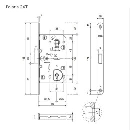 Zamek magnetyczny na klucz 90/60 mosiądzowany F18 Mediana POLARIS 2XT