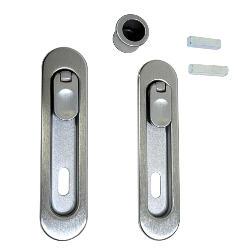 Uchwyty wpuszczane na klucz z pokrętłami chrom satyna owalne SCIVOLA T + uchwyt na palec