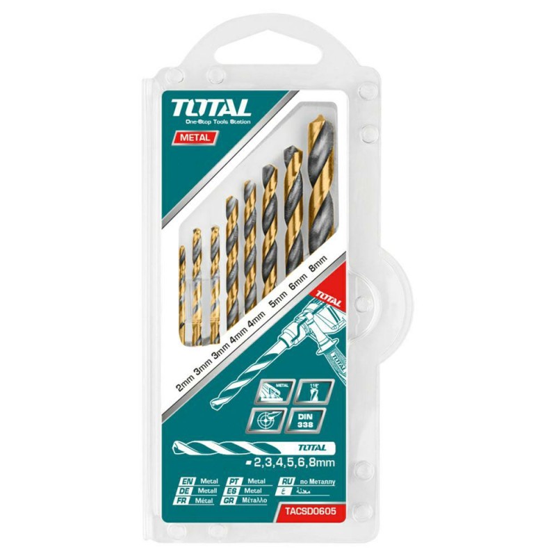 Wiertła HSS 8szt. rozm. 2- 8mm mod. TACSD0801 DIS TOTAL