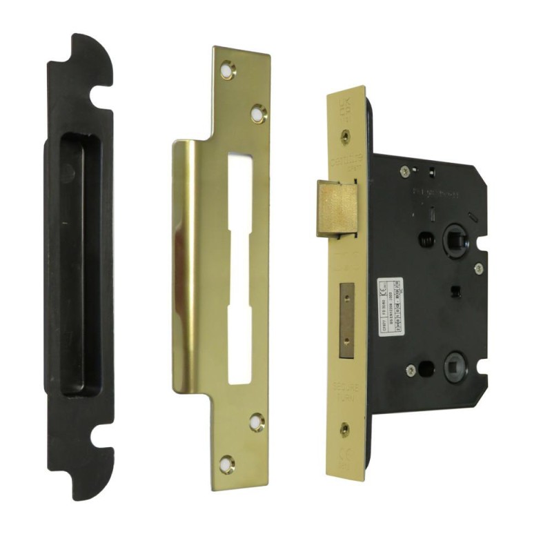 Zamek drzwiowy łazienkowy 57/57 czoło 25x166 złoty