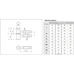 Zawias AGB 113-13x35 brązowy