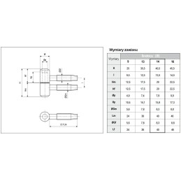 Zawias AGB 113-14x40 brązowy
