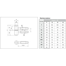 Zawias wkręcany fi. 9x25mm niklowany mod. 113 AGB