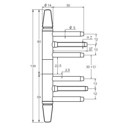 Zawias wkręcany stalowy 14x139mm biały ozdobny stożek