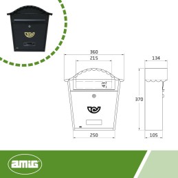 Skrzynka na listy 360x335x105mm czarna mod.1