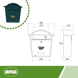Skrzynka na listy 360x335x105mm zielona mod.1