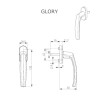 Klamka okienna GLORY plastik trzp. 7x35mm brąz