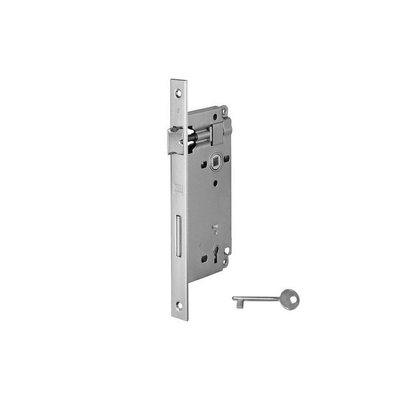 Zamek drzwiowy na klucz 90/40 niklowany F22x238mm prost. mod. PATENT