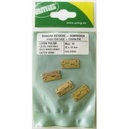 Zawias do szkatułki 20x10mm mosiężny 4szt. mod.12