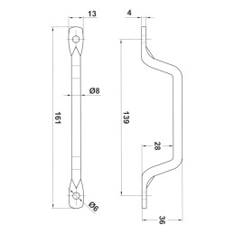Uchwyt meblowy stalowy, czarny 140mm mod. 59