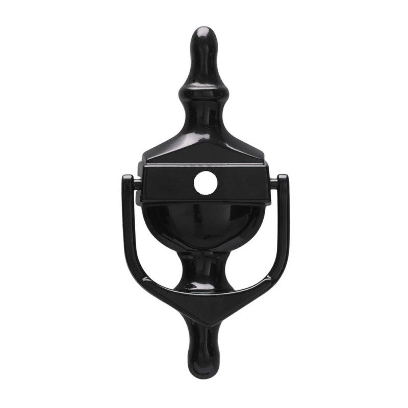 Kołatka Victorian czarna DUŻA 193x88mm z otworem na wizjer