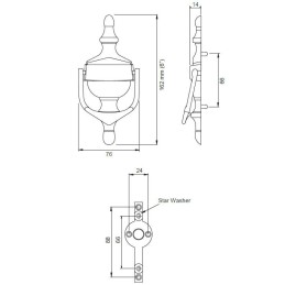 Kołatka Victorian ŚREDNIA 162x76mm chrom połysk