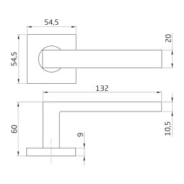 Klamki czarne INOX rozeta kwadrat 54x54mm mod. 8RX AMIG