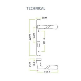Klamka wąska do zamka wielopunktowego 92mm czarna