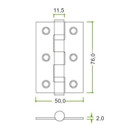 Zawias do drzwi 76x50mm stal nierdzewna INOX czarny mat splatany 2 szt.