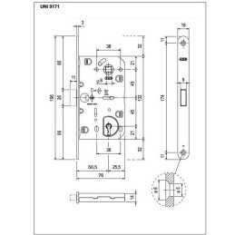 Zamek magnetyczny na klucz 90/50 czarny F18 Mediana POLARIS 2XT