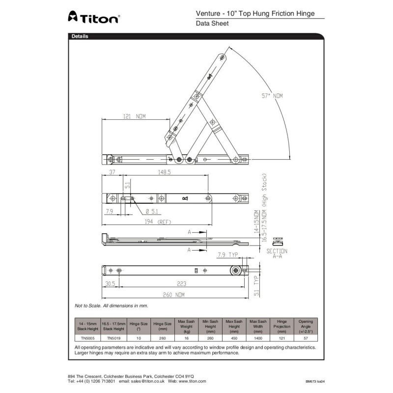 10" Top hung pair 16-17 mm Hi-Stack