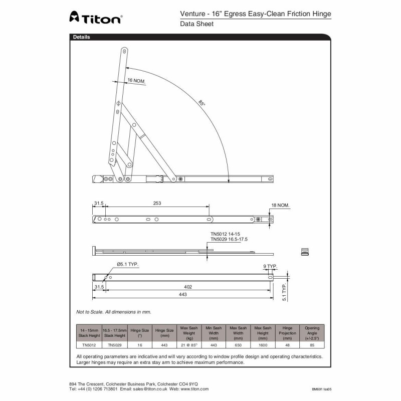 16" Side Hung Easy cl pair 16-17mm Stack