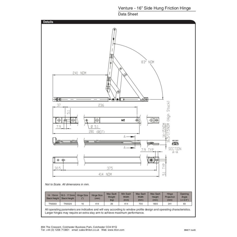 16" Side hung pair 16-17 mm High Stack