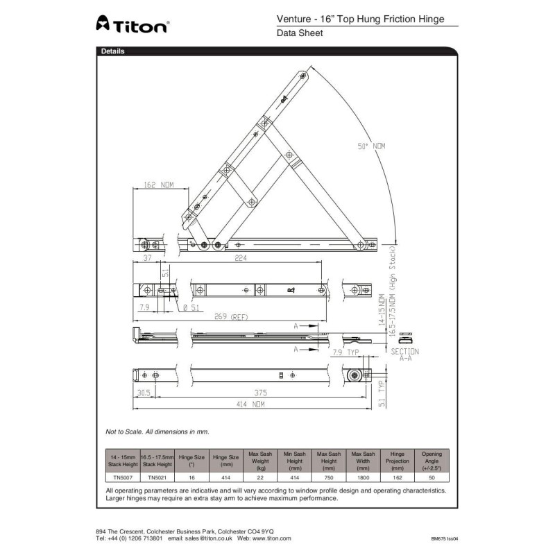 16" Top hung pair 16-17 mm High Stack