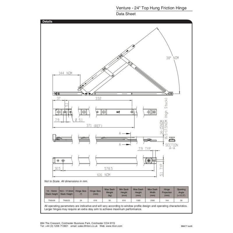 24" Top Hung pair 16-17mm High Stack