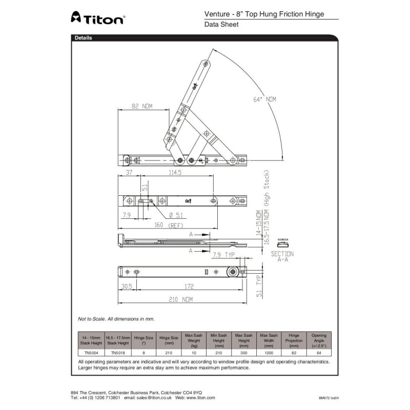 8" Top hung pair 15-17 mm High Stack