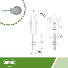 Bloczek do linek śruba M6-60mm metalowe kółko 39mm mod.113