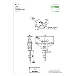 Bloczek do linek śruba M6-40mm plastikowe kółko 39mm. mod.1