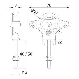 Bloczek do linek śruba M6-40mm metalowe kółko mod.3