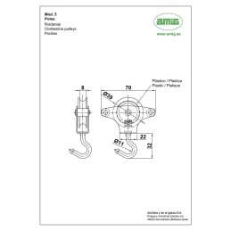 Bloczek do linek hak plastikowe kółko 39mm mod.5 DIS 2x