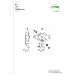Bloczek do linek z haczykiem metalowe kółko 39mm mod.6