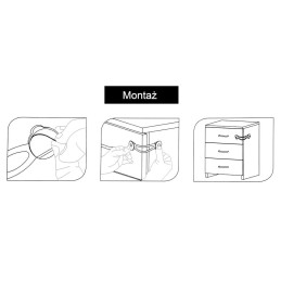 Blokada otwarcia drzwiczek szuflad długa uniwersalna biała 2szt. mod. CS505 Dis