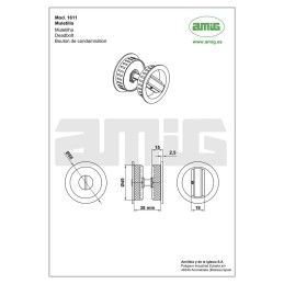Blokada WC 58mm wpuszczana mosiądzowana mod.1611