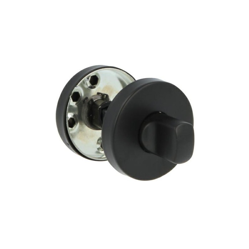 Szyld WC okrągły 53mm inox czarny rozeta z pokrętłem mod.9RX