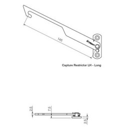 Capture ramię ogranicznika 145mm LEWE do okien otwieranych na zewnątrz