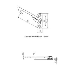 Capture ramię ogranicznika LEWE do okien otwieranych na zewnątrz