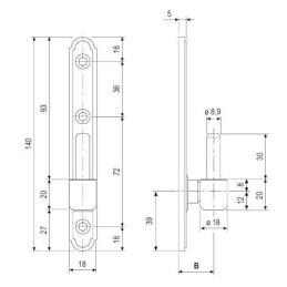 Czop zawiasu czarny 18x28mm