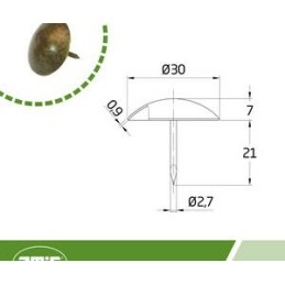 Ćwiek gwóźdź ozdobny okrągły 30mm złoto antyczne mod.1