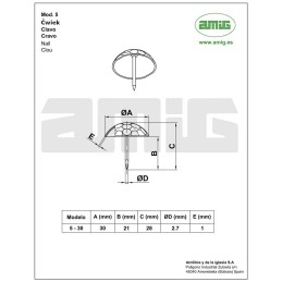 Ćwiek gwóźdź ozdobny czarny okrągły 30mm młotkowany mod.5