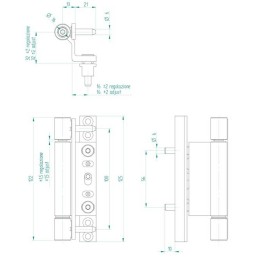Zawias do profili aluminiowych euro fi. 16x122 Asse 13 chrom mat LF EUROTEC 68 D.