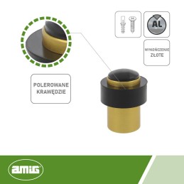 Odbój drzwiowy aluminiowy złoty 30x48mm przykręcany podłogowy mod. 206