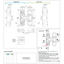 Zawias drzwiowy ukryty mosiądz mat mod. ECLIPSE 2.2