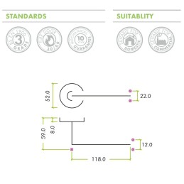 Klamka ATLAS rozeta okrąg 52mm INOX