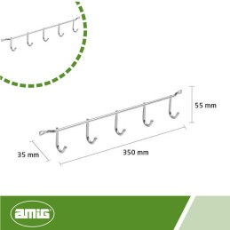 Wieszak 5 haczyków dł.350mm chromowany mod.80