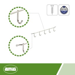 Wieszak 5 haczyków dł.350mm chromowany mod.80