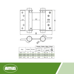 Zawias wahadłowy 100mm ze stali nierdzewnej INOX mod. 3037