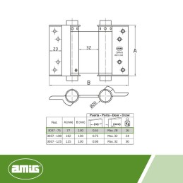 Zawias 3037-75 wahadłowy niklowany